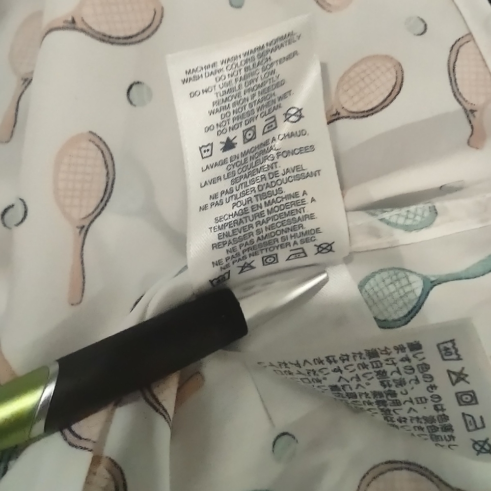 Lands' End Tennis Racket Print No Iron Supima Blouse - Picture 7 of 8
